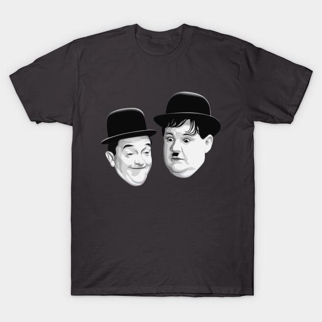 Laurel & Hardy (Floating Heads) T-Shirt by PlaidDesign